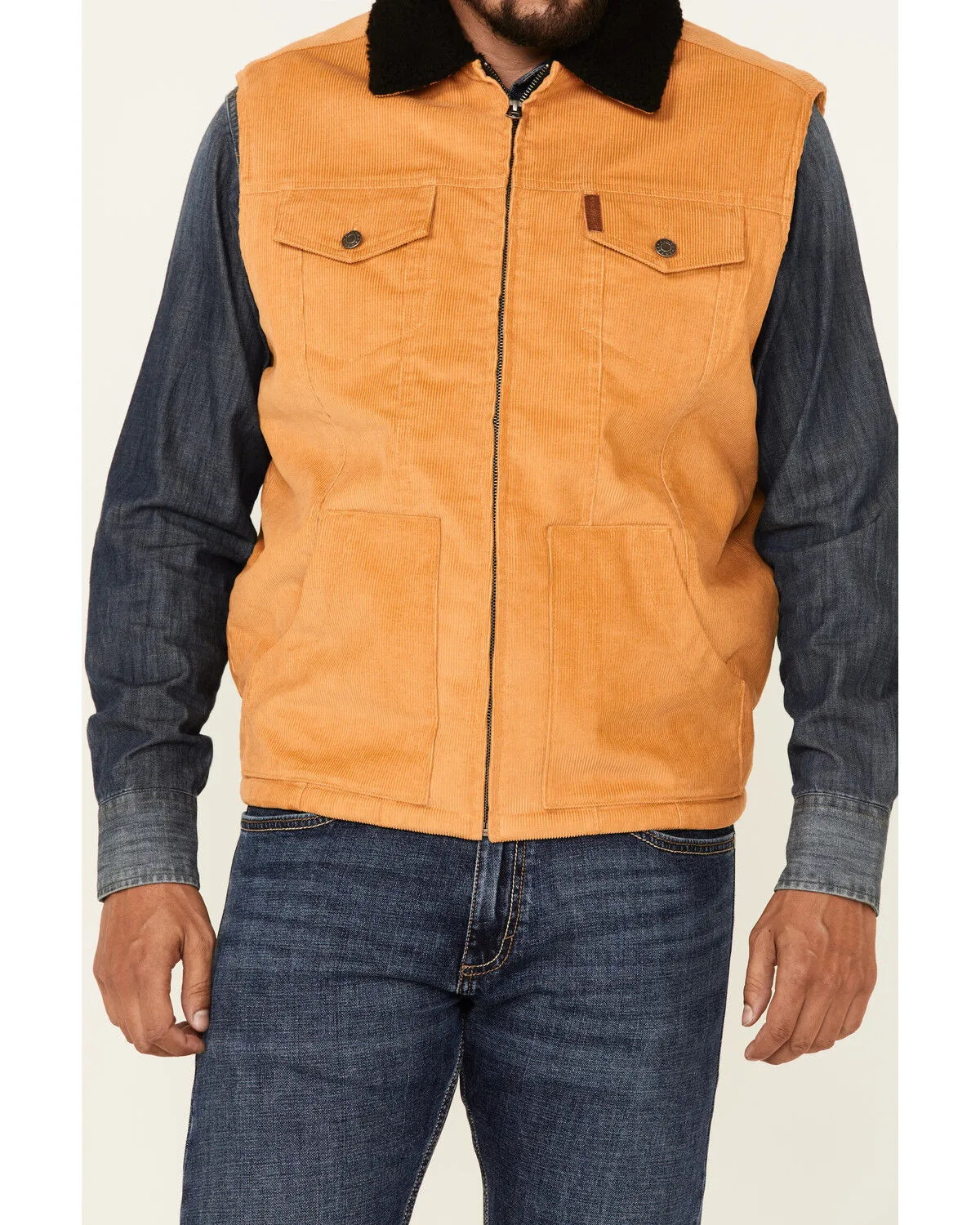 Product Name:  Cinch Men's Gold Sherpa-Lined Corduroy Zip-Front Vest