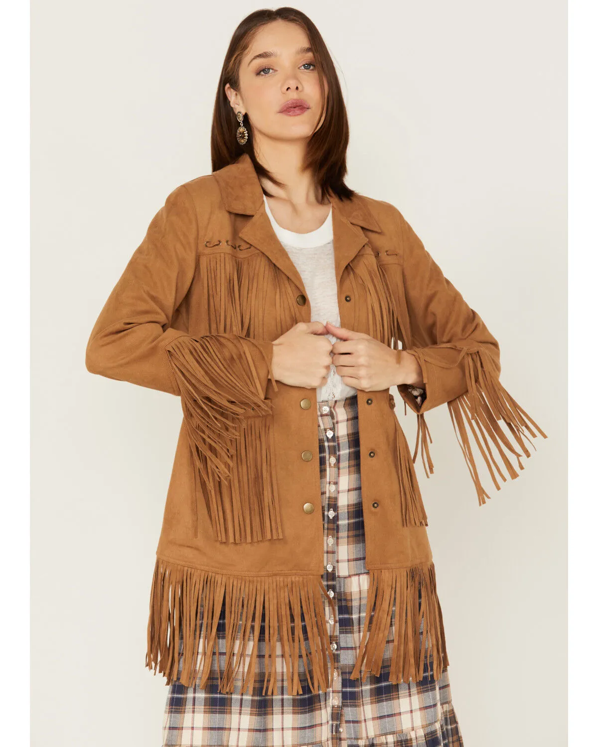 Product Name:  Powder River Outfitters Women's Suede Fringe Snap Jacket