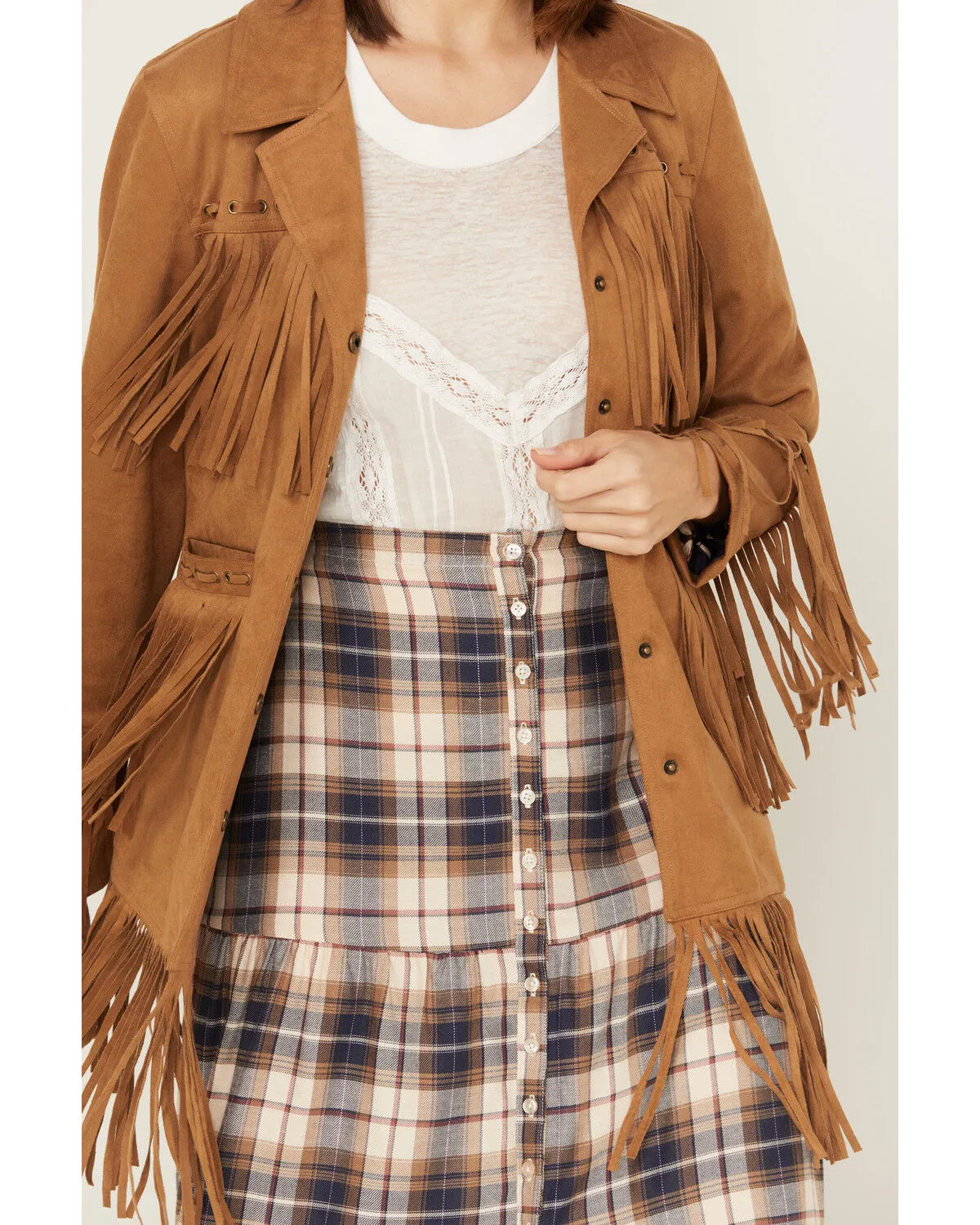 Product Name:  Powder River Outfitters Women's Suede Fringe Snap Jacket