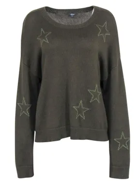 Rails - Olive Scoop Neck Star Sweater Sz L