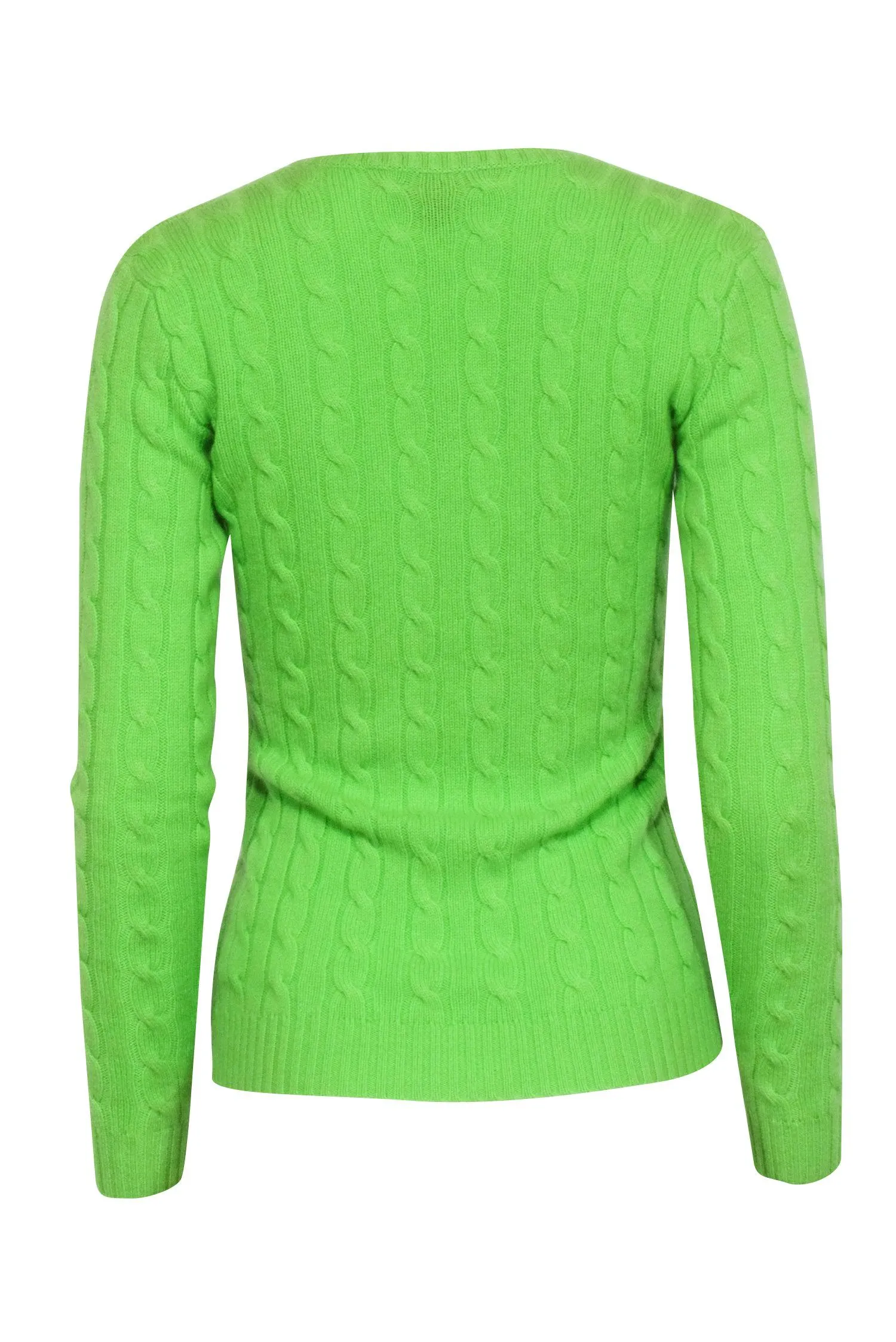 Ralph Lauren - Lime Green Cashmere Cable Knit Sweater Sz S