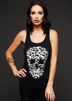 Renegade Leopard Print Skull Tank Top Sleeveless Tee