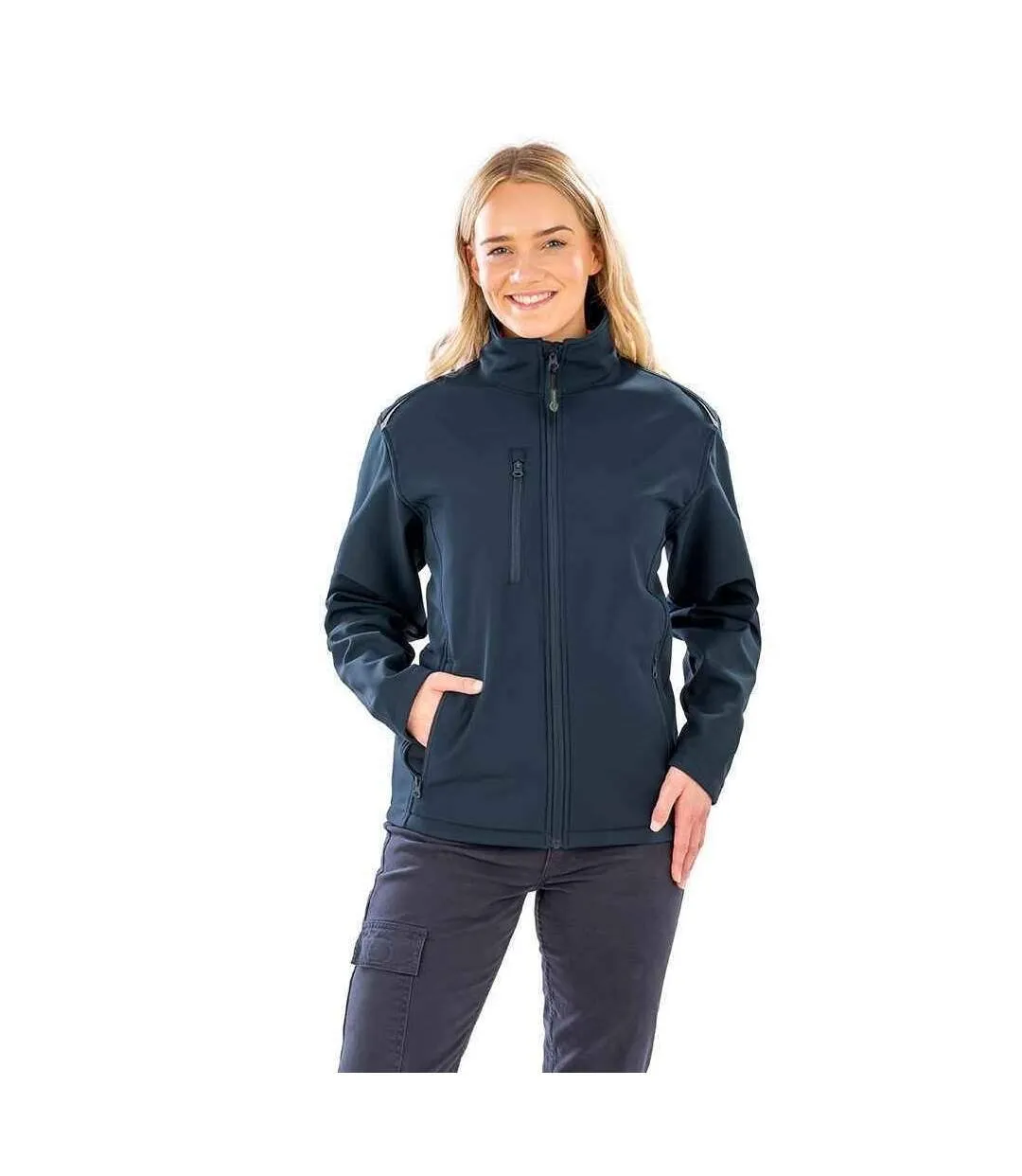 Result Genuine Recycled Womens/Ladies Three Layer Soft Shell Jacket (Navy Blue) - UTBC4992