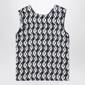 REVERSIBLE BLUE SLEEVELESS TOP