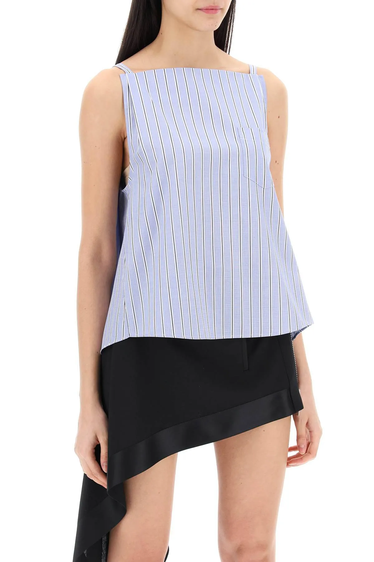 Sacai    Sacai Striped Sleeveless Top In Poplin