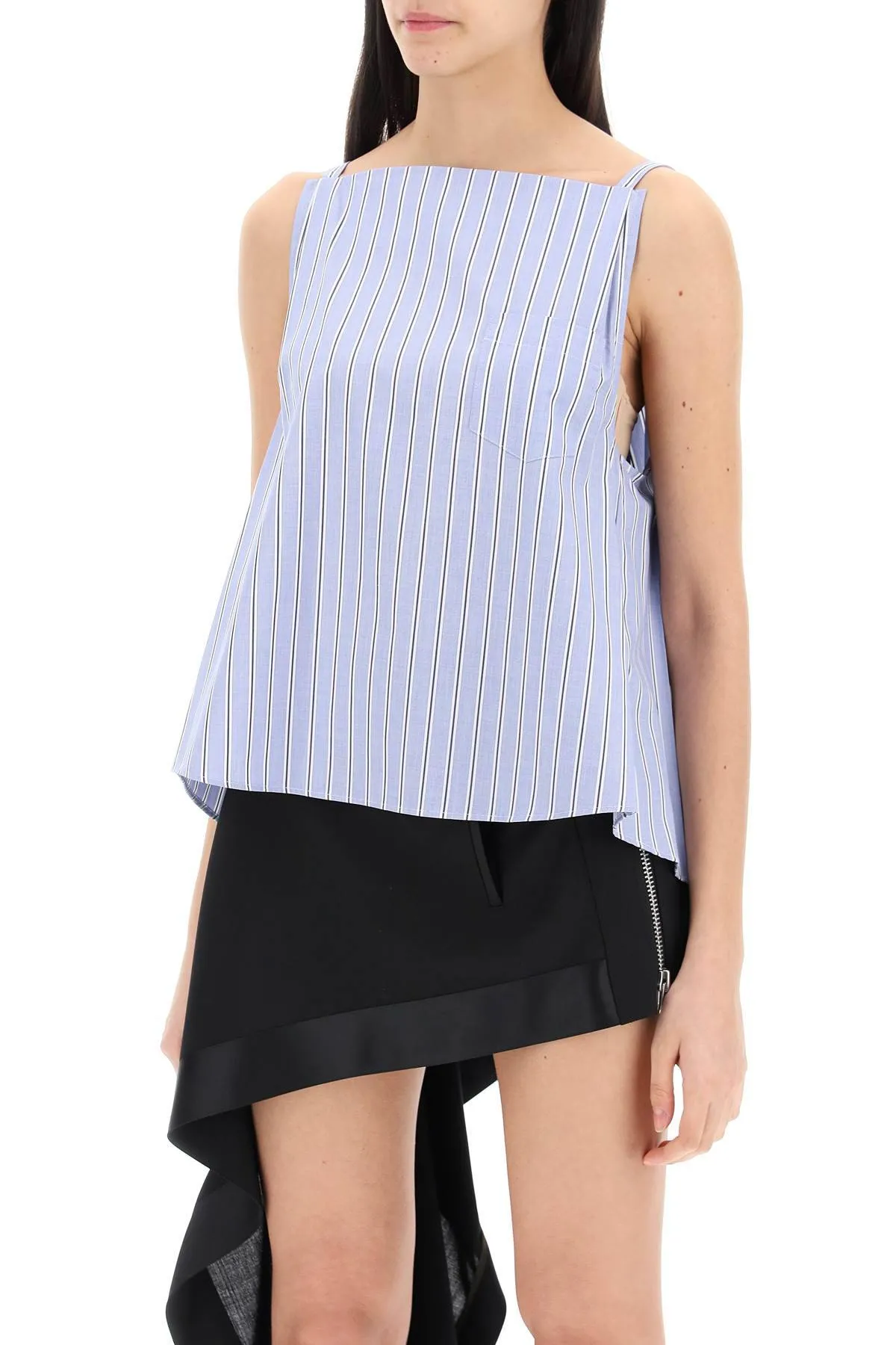 Sacai    Sacai Striped Sleeveless Top In Poplin