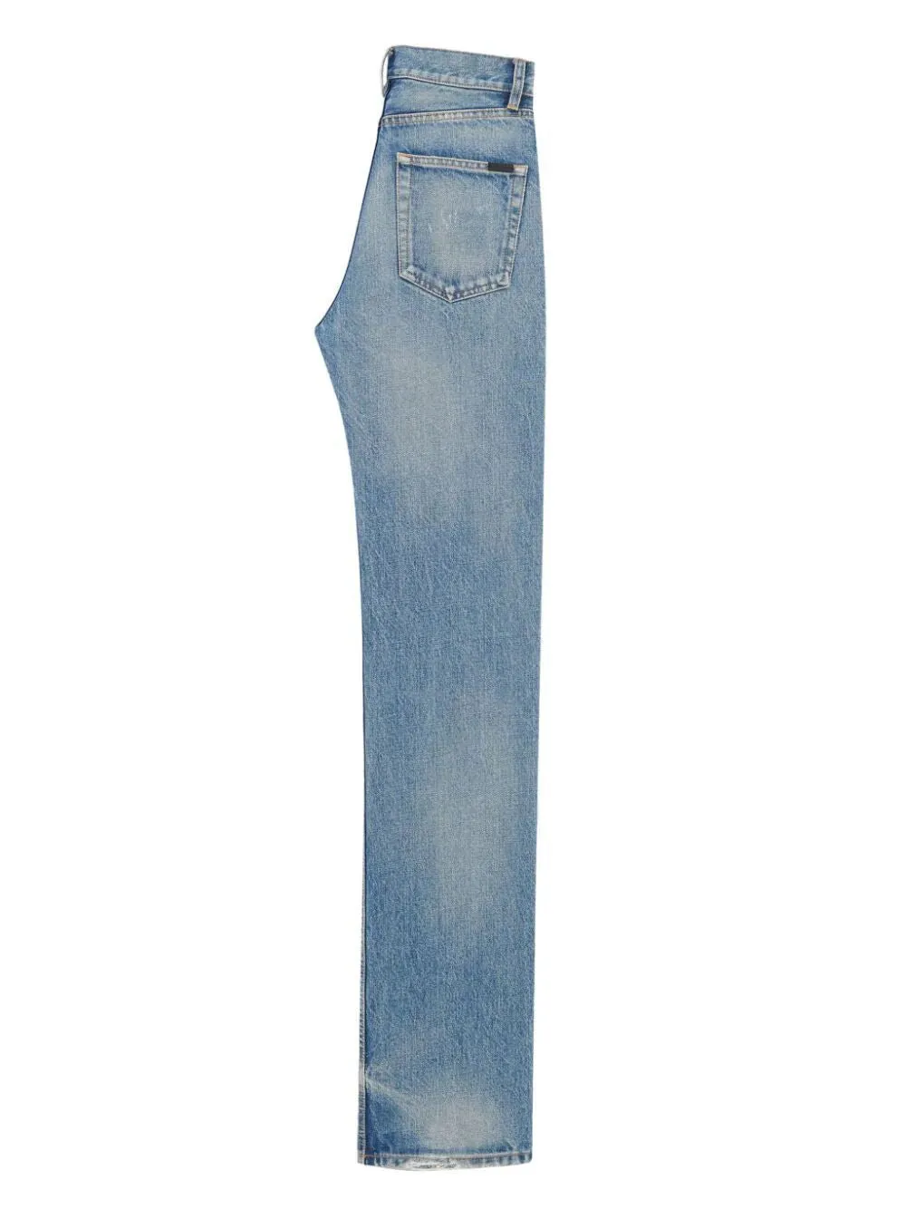 SAINT LAURENT Straight-Leg Navy Jeans in Washed-Out Denim with Distressed Details for Women