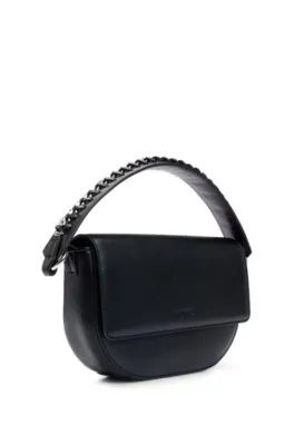 Shoulder bag in faux leather with chain-trimmed strap