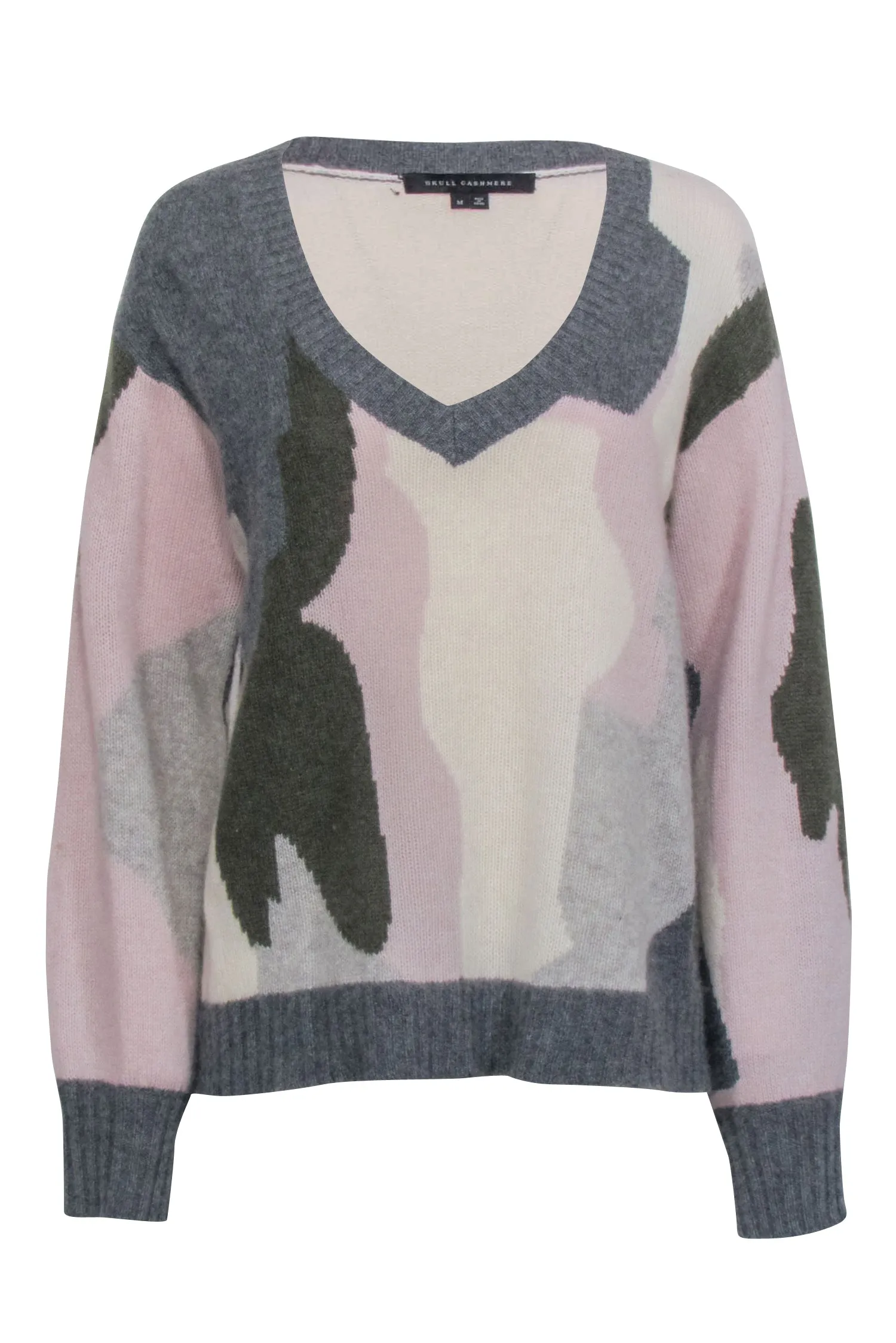 Skull Cashmere - Pink & Grey Skull Back Print Sweater Sz M