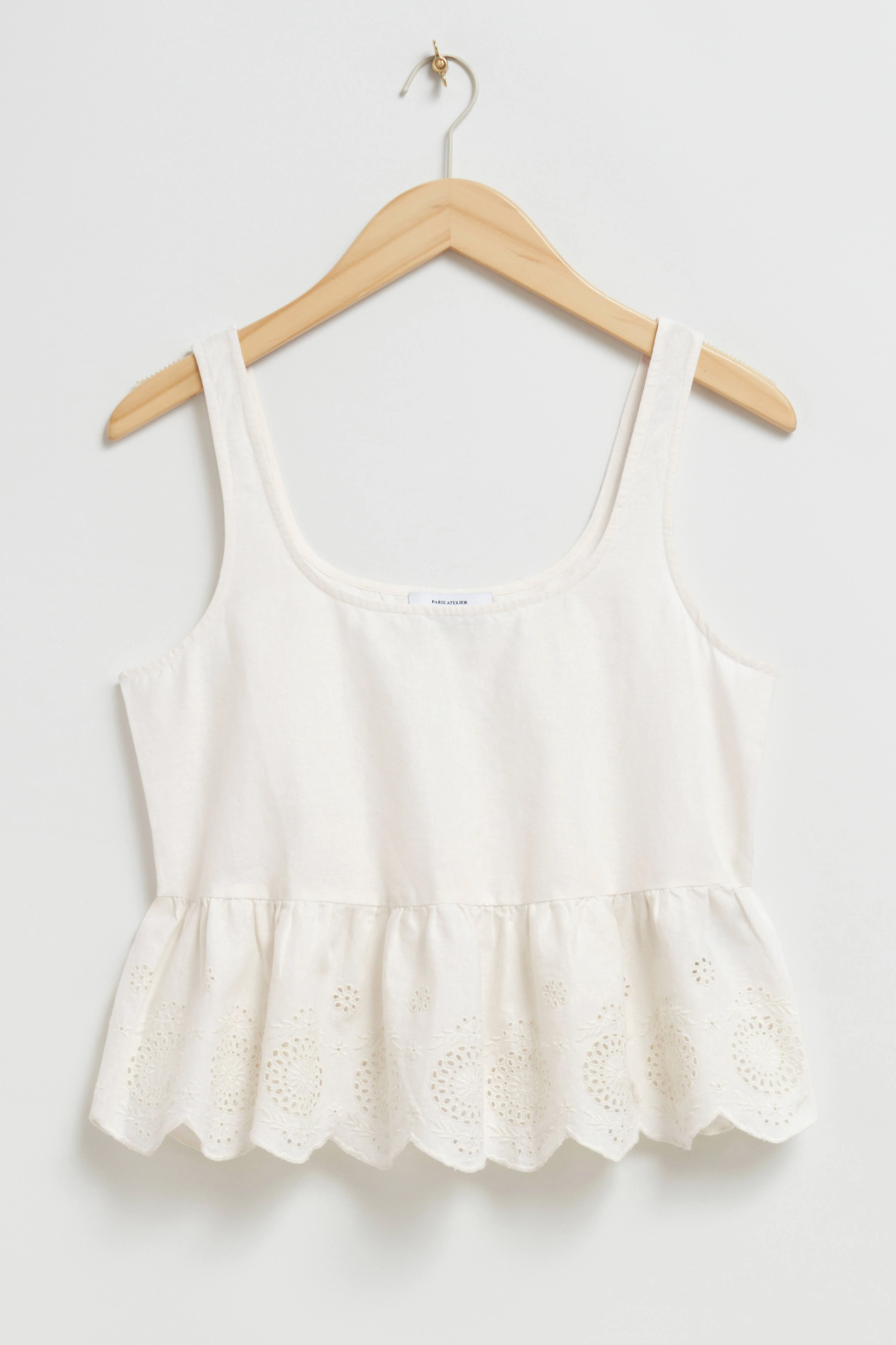 Sleeveless Broderie Anglaise Top - Round neck - Sleeveless - Ivory - Ladies | H&M GB