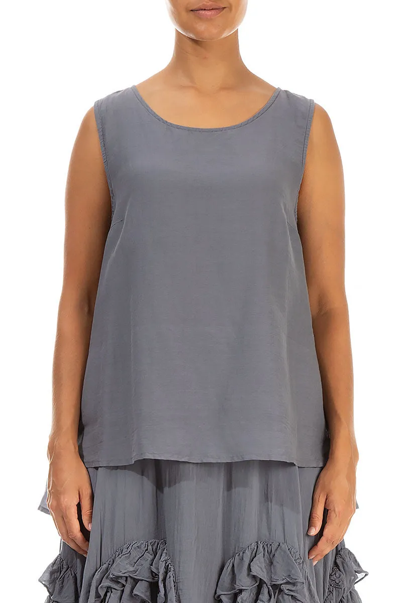 Sleeveless Storm Grey Silk Cotton Top