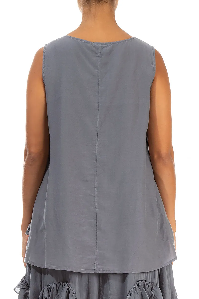 Sleeveless Storm Grey Silk Cotton Top