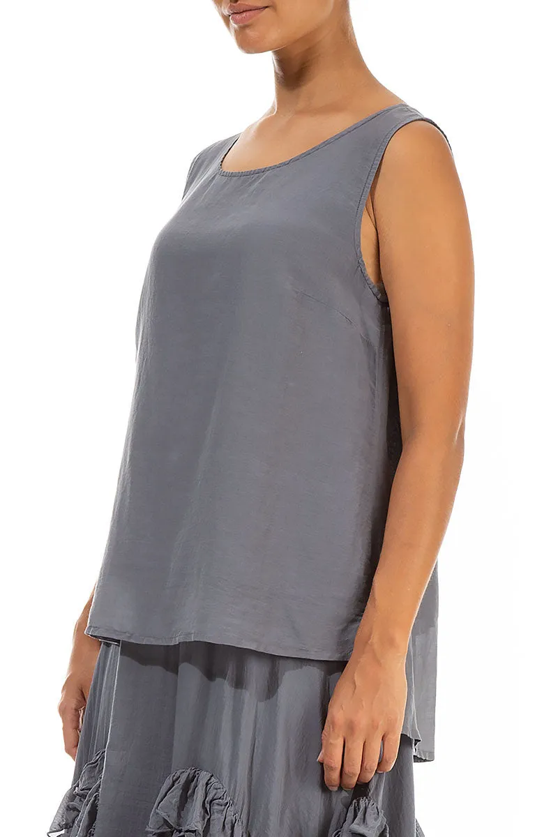 Sleeveless Storm Grey Silk Cotton Top