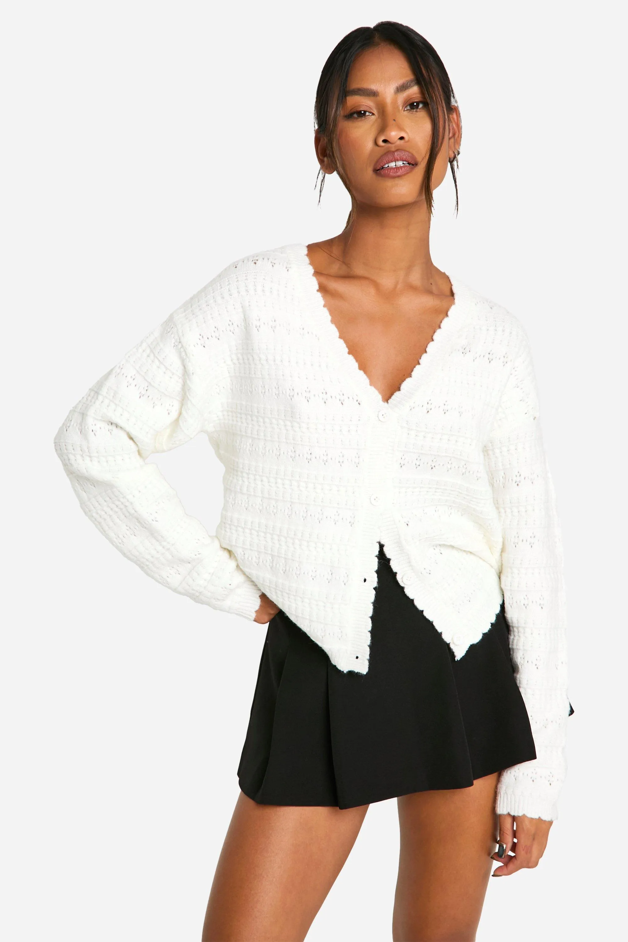 Soft Knitted Pointelle Cardigan