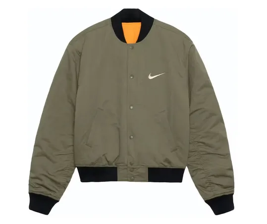 Stussy x Nike Reversible Varsity Jacket (Asia Sizing)Medium Olive/Bright Mandarin