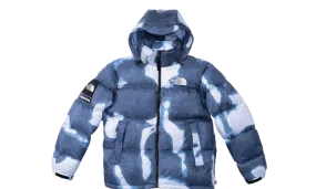 Supreme The North Face Bleached Denim Print Nuptse Jacket Blue