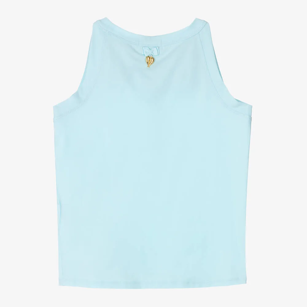 Teen Girls Blue Cotton Sleeveless Top