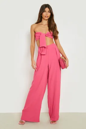 Textured Knot Bralette & Wide Leg Pants