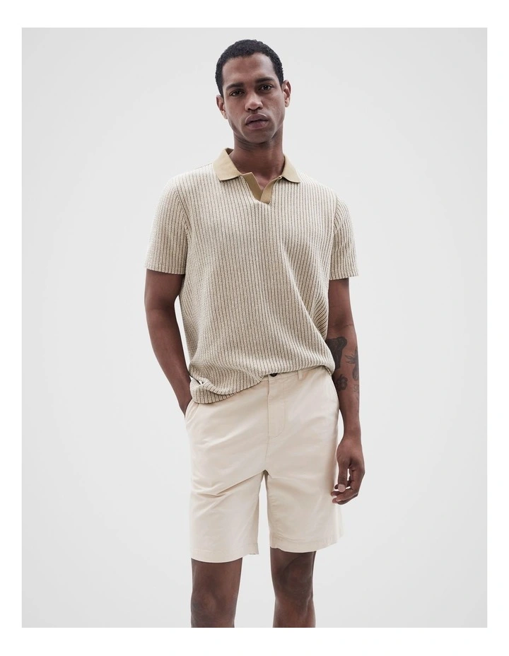 Textured Polo in Khaki Multi