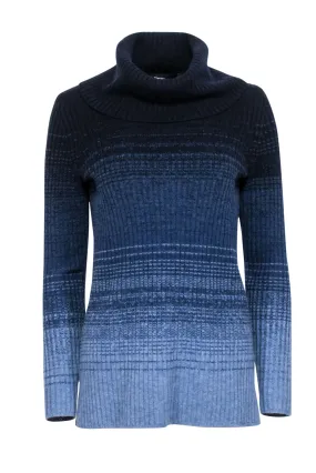 Theory - Blue Ombre Wool & Cashmere Blend Turtle Neck Sweater Sz S