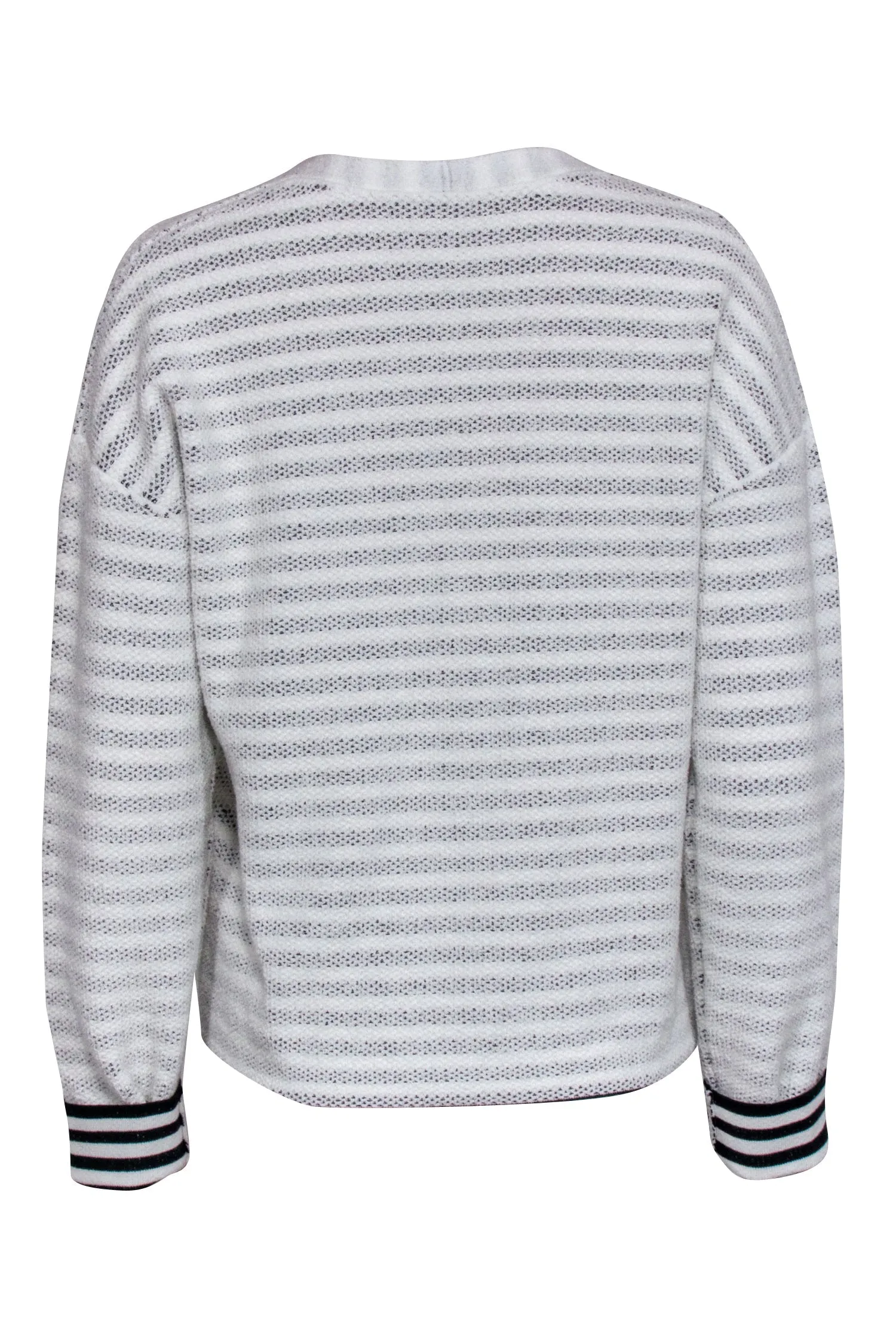 Theory - White & Black Reverse Stripe V-Neckline Sweater Sz M