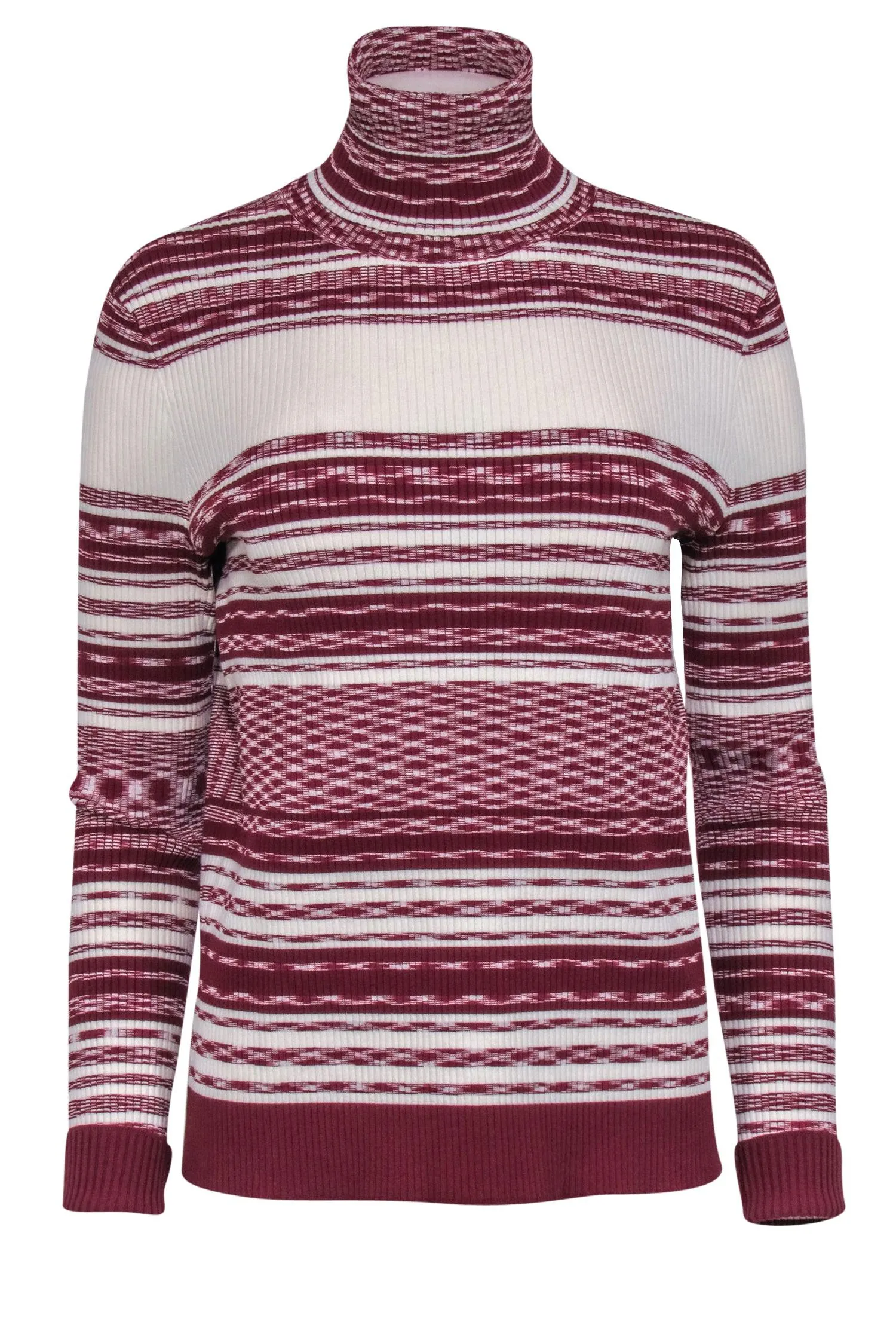 Tory Burch - Ivory & Red Striped Turtleneck Julie Sweater Sz L