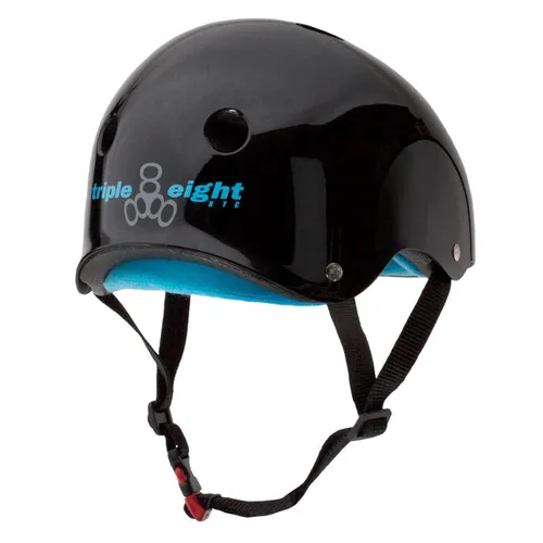 Triple 8 Skateboard Helmet Certified Sweatsaver Glossy Black Black Size XS/S