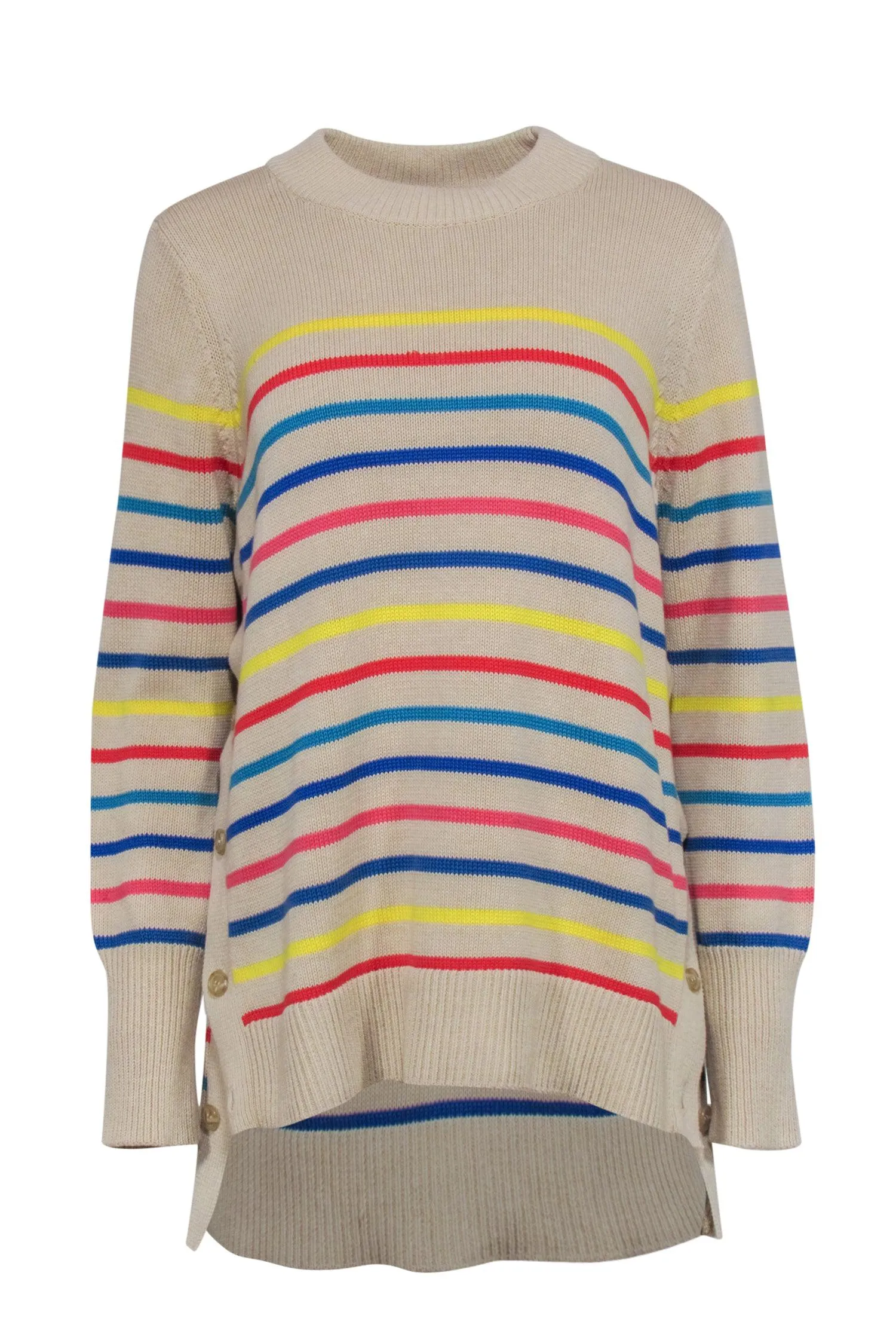 Tuckernuck - Beige w/ Multi Color Stripe Print Sweater Sz M