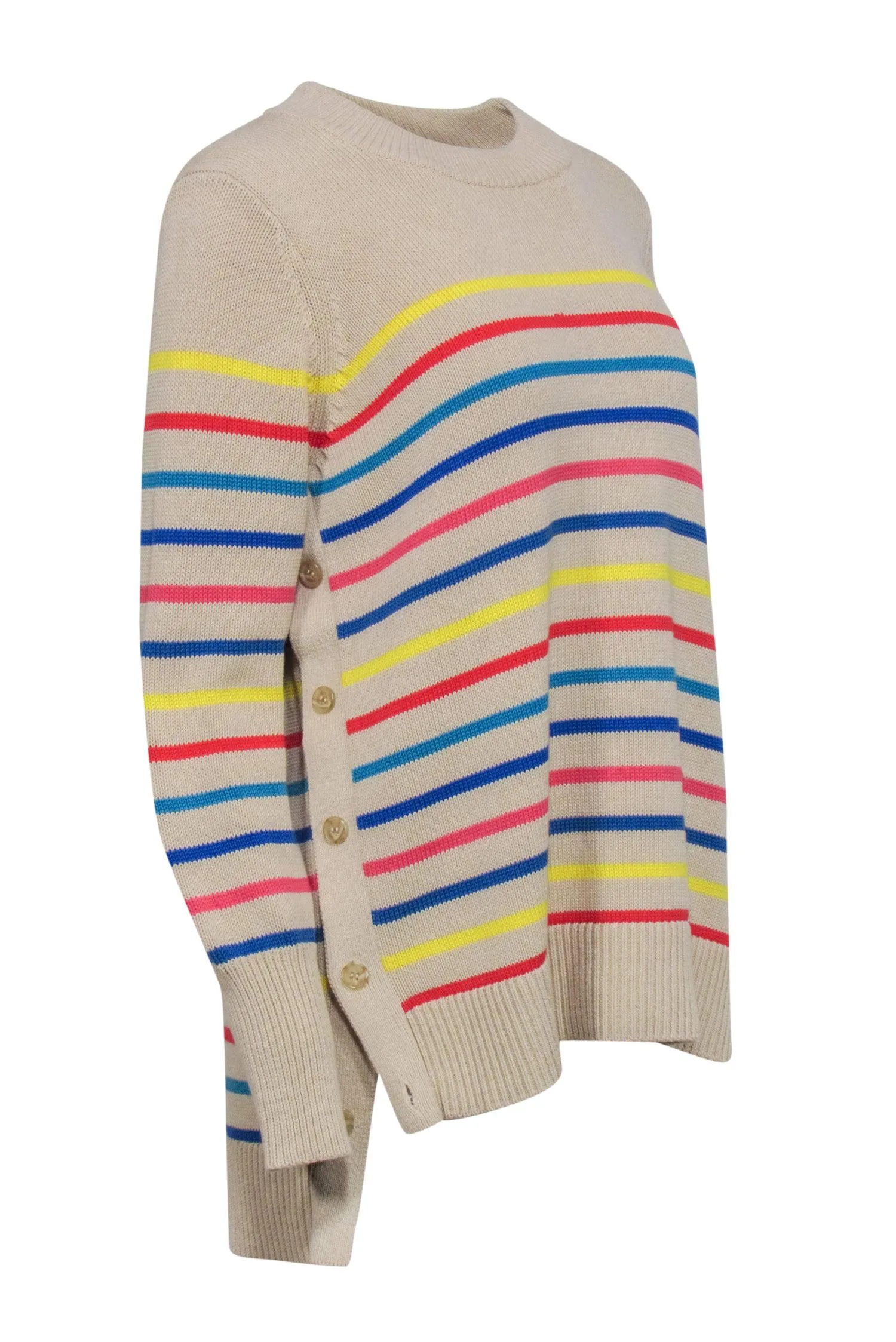 Tuckernuck - Beige w/ Multi Color Stripe Print Sweater Sz M