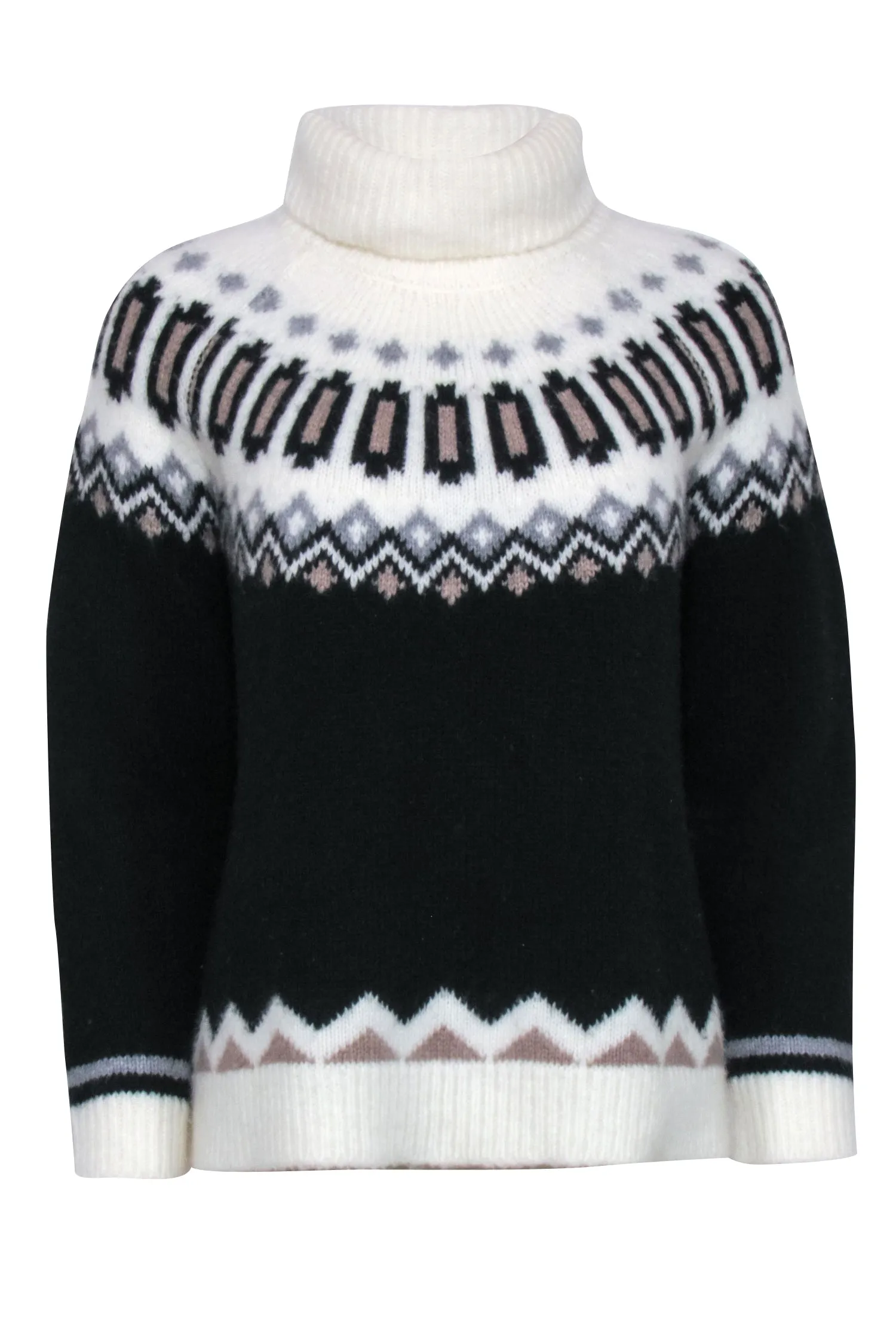 Tuckernuck - Ivory, Brown, & Black Fair Isle Sweater Sz S