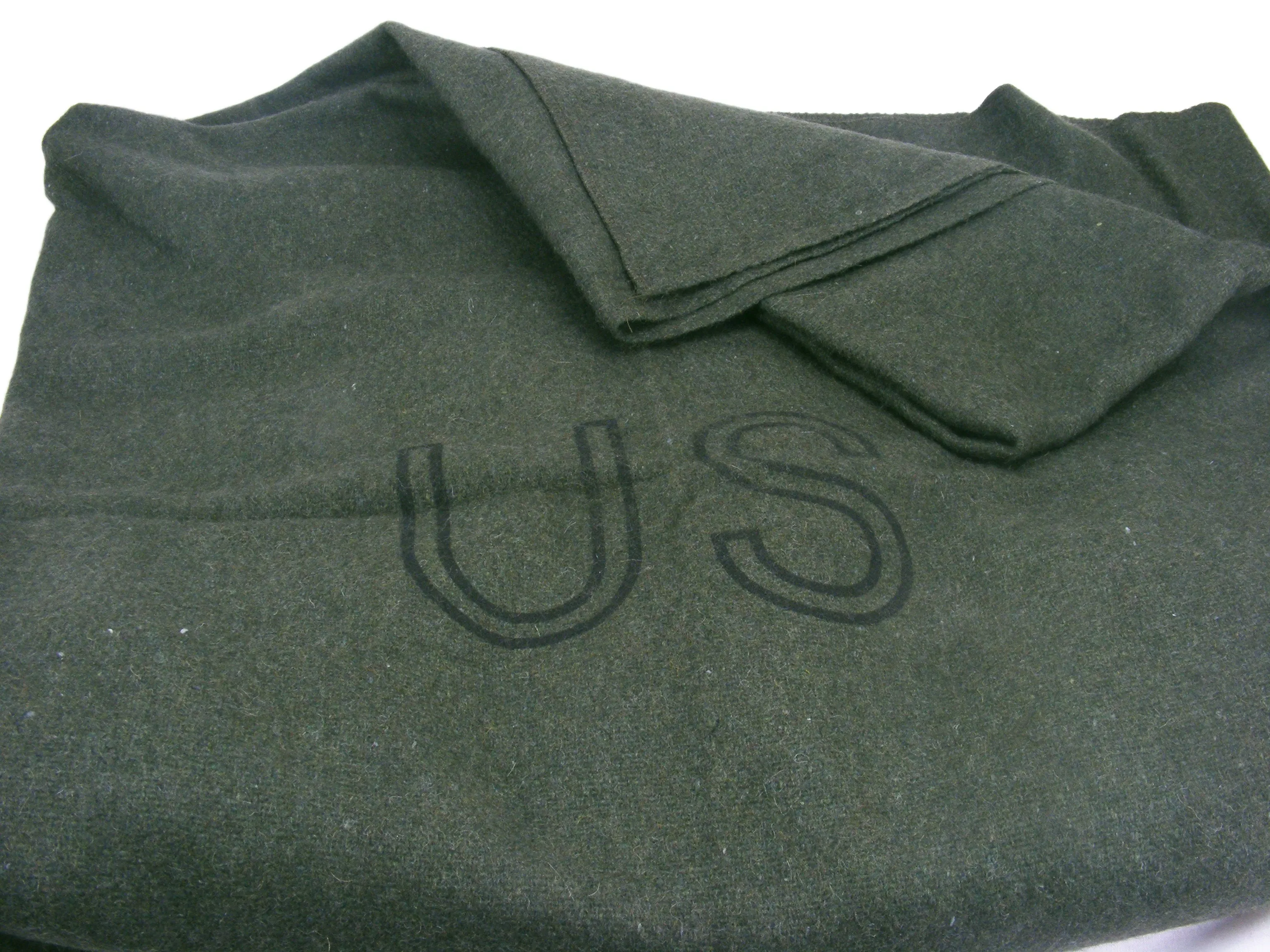 US Army military Wool Rich Blanket - Dark Green - Unissued - US stamped