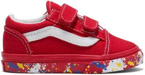 Vans Toddler Old Skool V Paint Splatter Racing Red