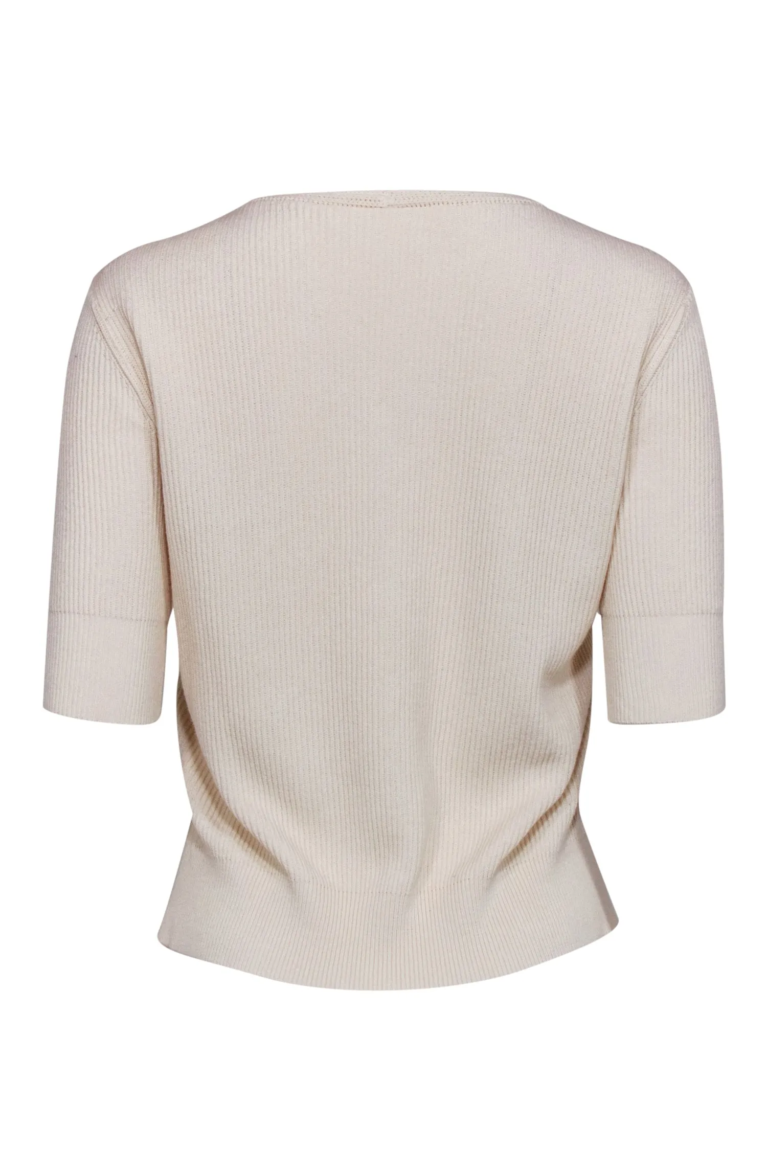 Veronica Beard - Cream Rib Knit Sweater w/ Lace Up Front Sz S