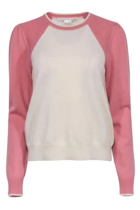 Veronica Beard - Pink & Cream Cashmere Sweater Sz M