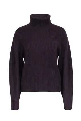 Vince - Plum Purple Knit Open Back Turtle Neck Sweater Sz L