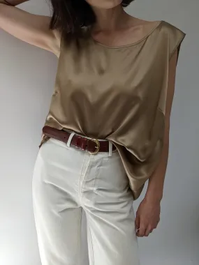 Vintage Caramel Silk Sleeveless Top