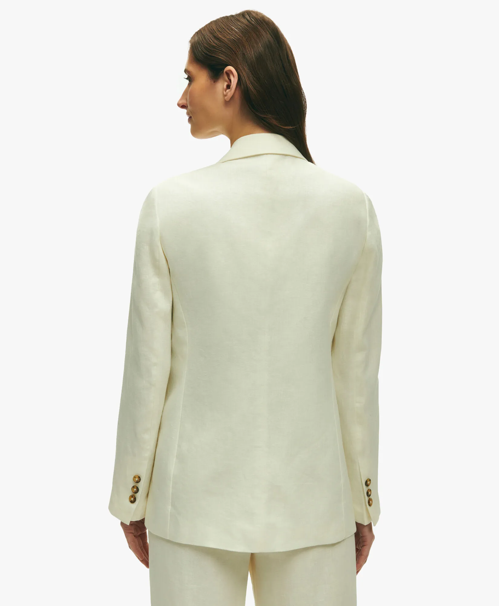 White Linen One-Button Jacket in Marshmallow for Women | Brooks Brothers® UK