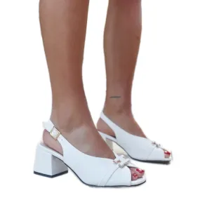 White sandals with Totana leather insole