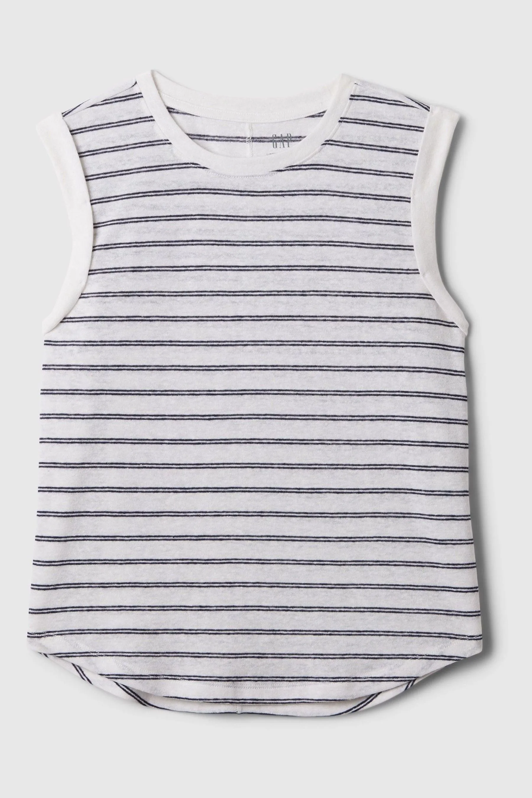 White Stripe Linen Blend Sleeveless Tank Top