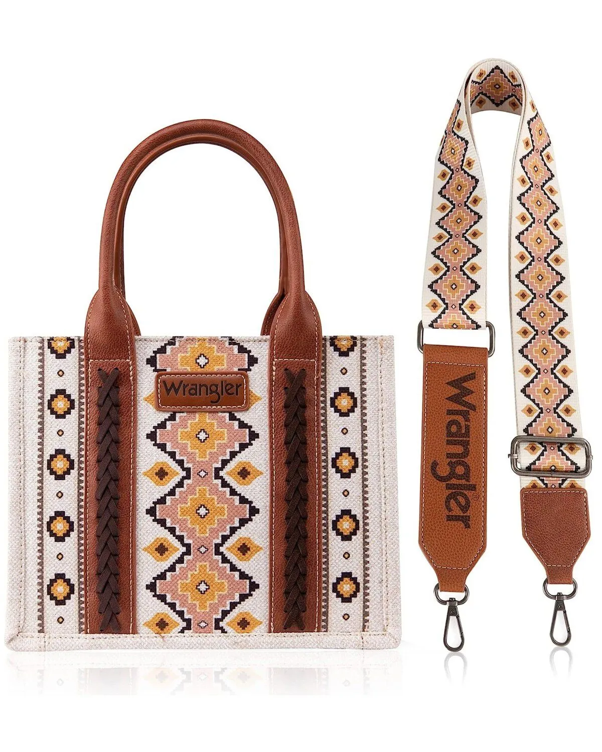 Wrangler Women's Southwestern Print Small Canvas Crossbody Bag