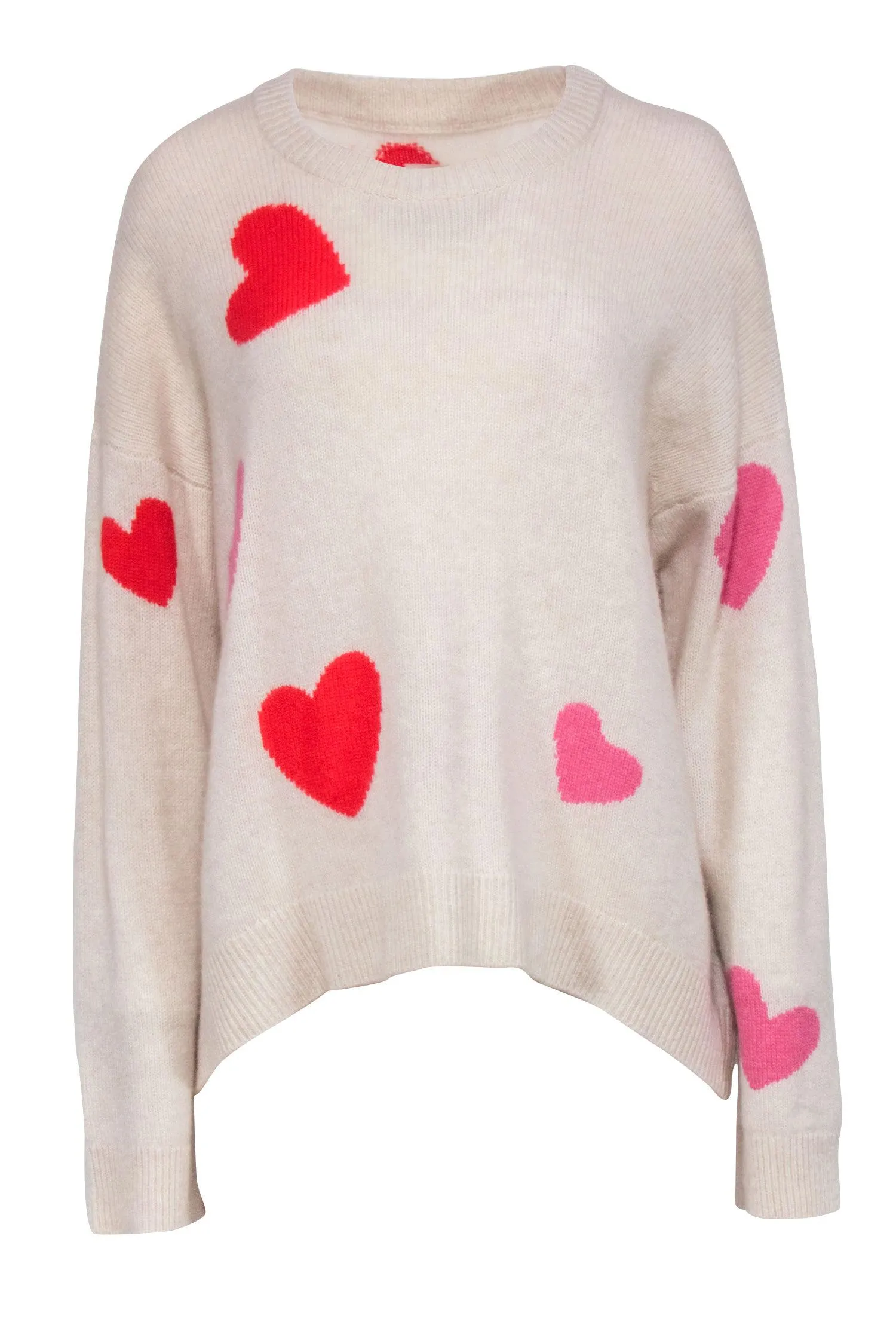 Zadig & Voltaire - Beige w/ Pink & Red Heart Print Sweater Sz M