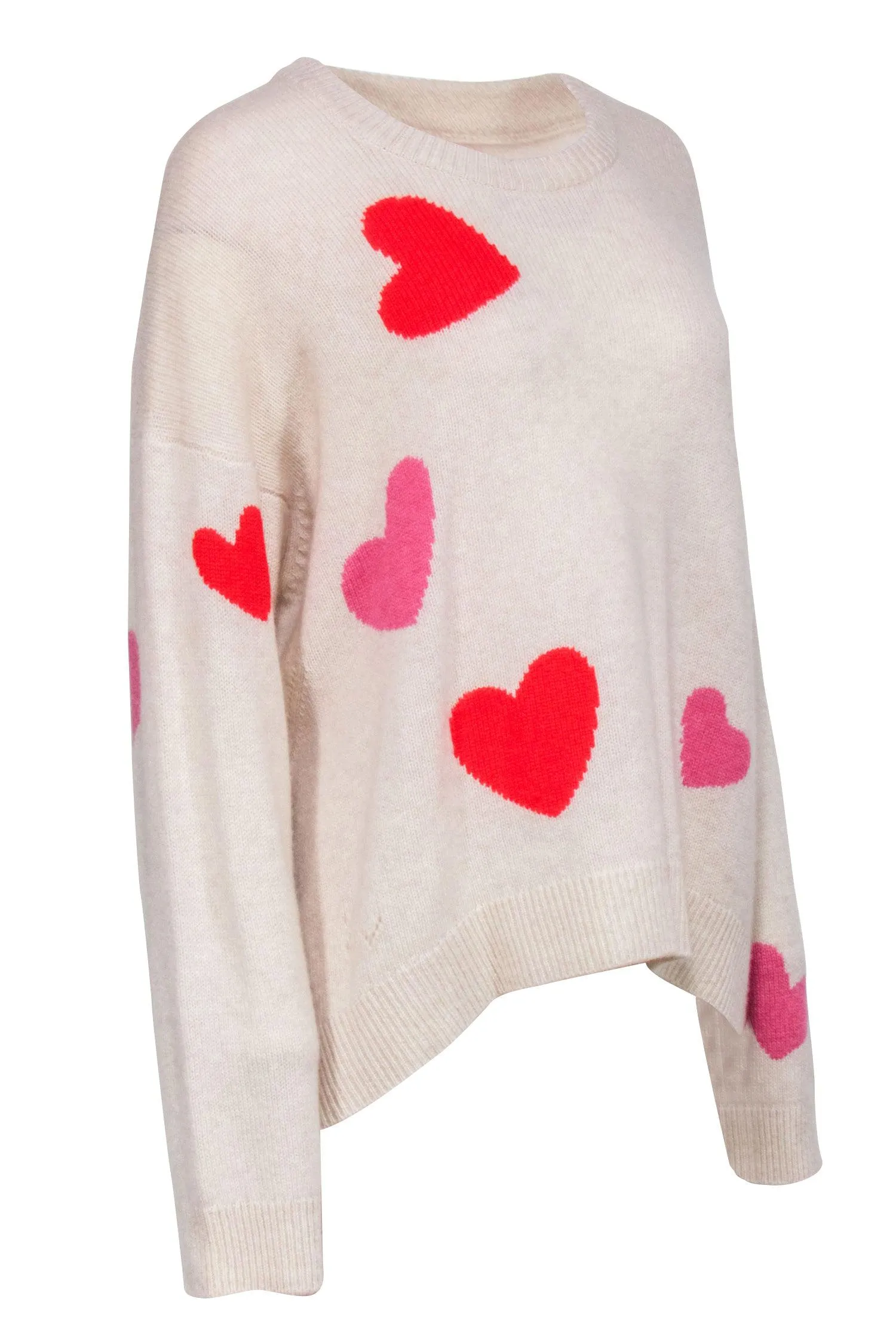 Zadig & Voltaire - Beige w/ Pink & Red Heart Print Sweater Sz M