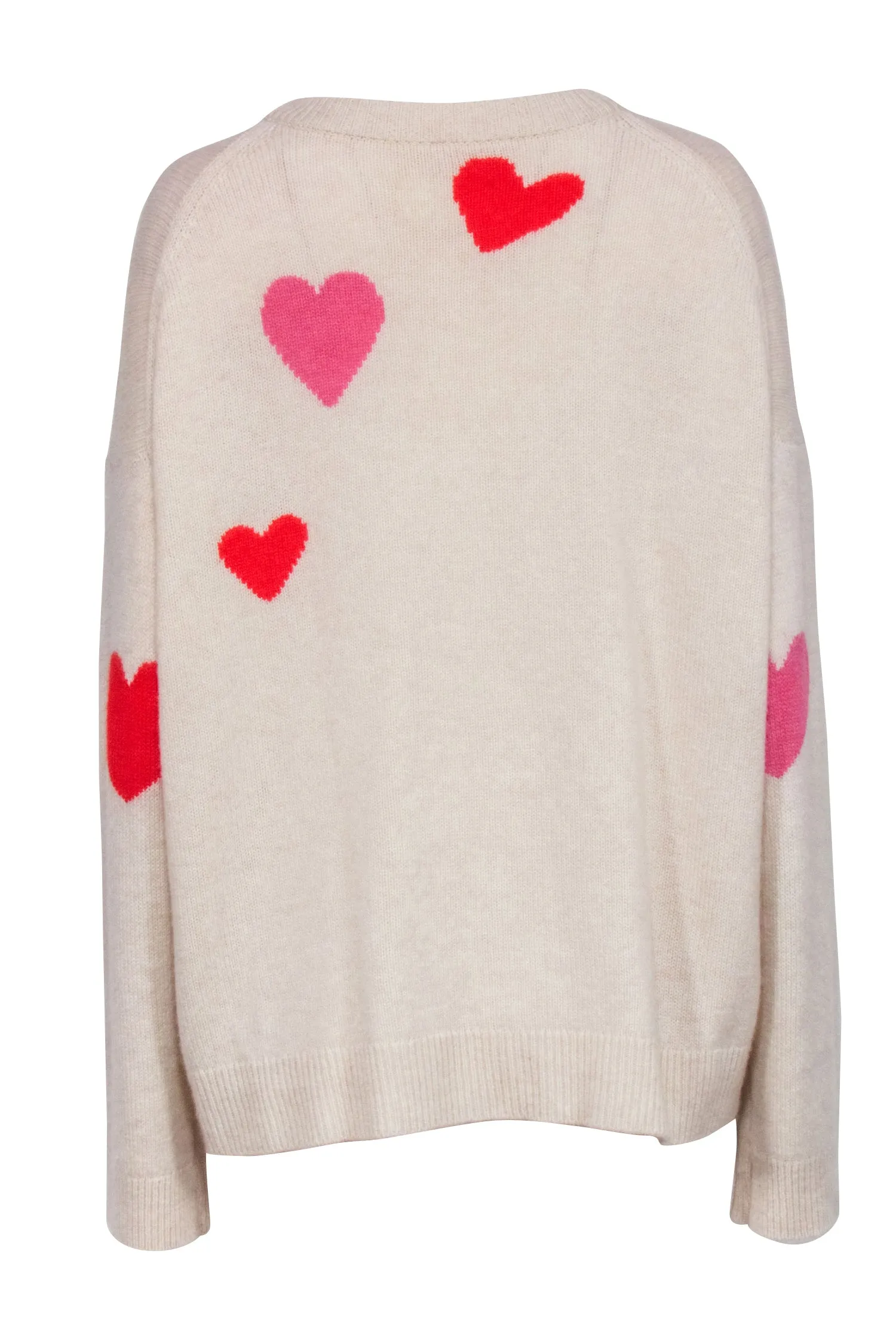 Zadig & Voltaire - Beige w/ Pink & Red Heart Print Sweater Sz M