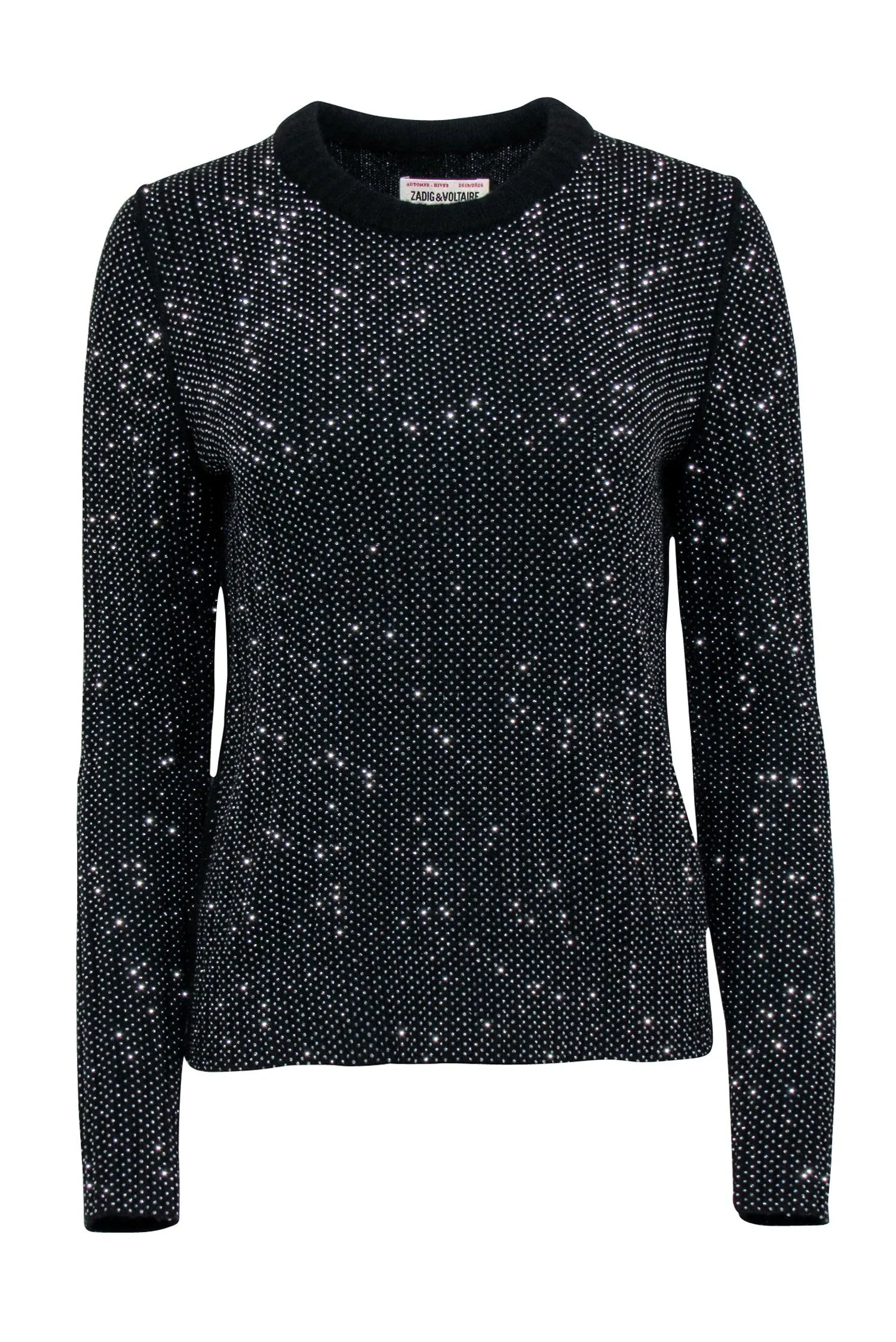 Zadig & Voltaire - Black & Rhinestone Crew Neck Sweater Sz M